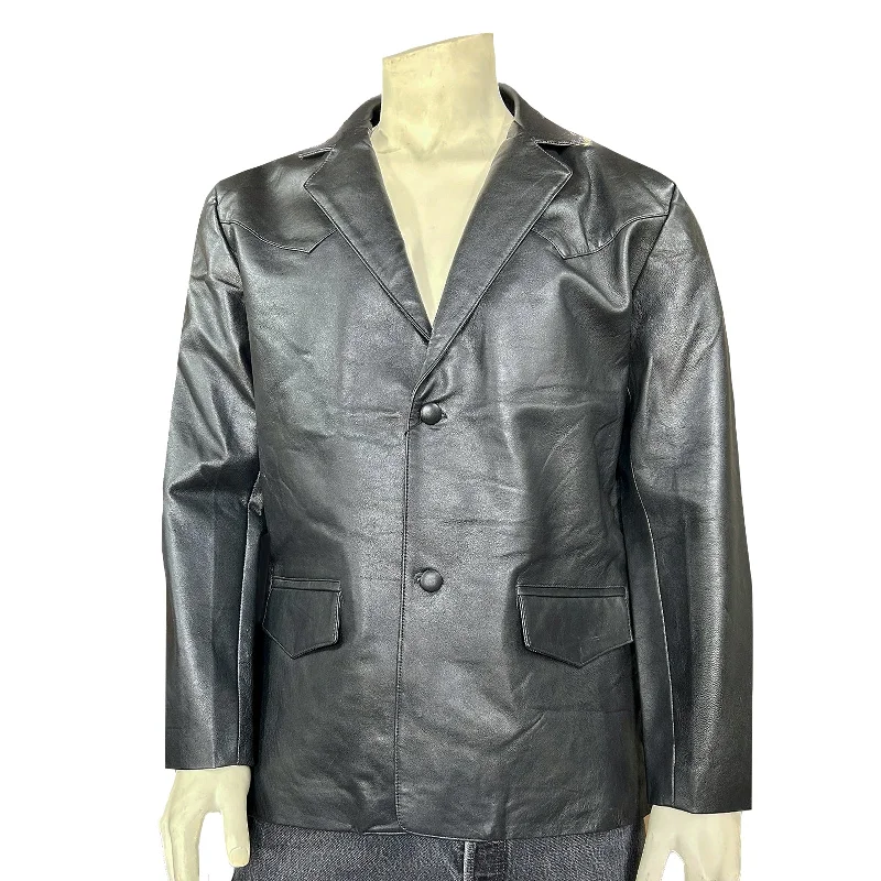 Men's Black Lamb Leather Western Blazer Sophisticated Men's French