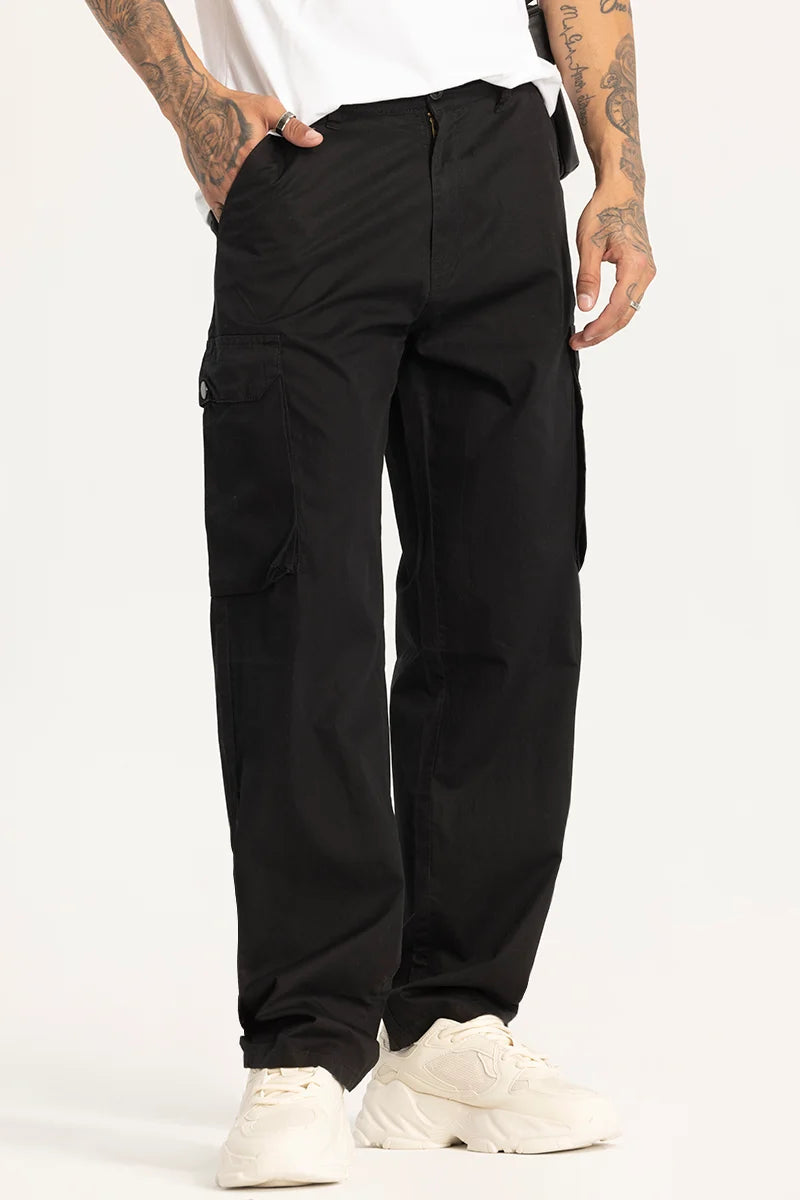 Black Relaxed Fit Cargo Pants Earthy Men's Hemp