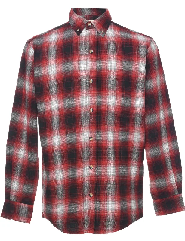 Long Sleeved Checked Shirt - S Polished Men's Satin