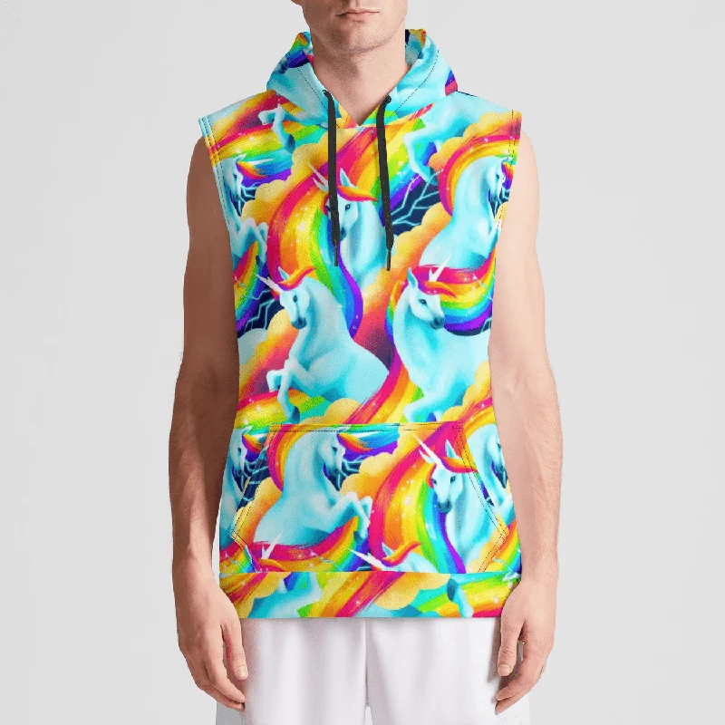 UNICORN SHERBET Mens Sleeveless Pullover Hoodie Cozy Men's Winter