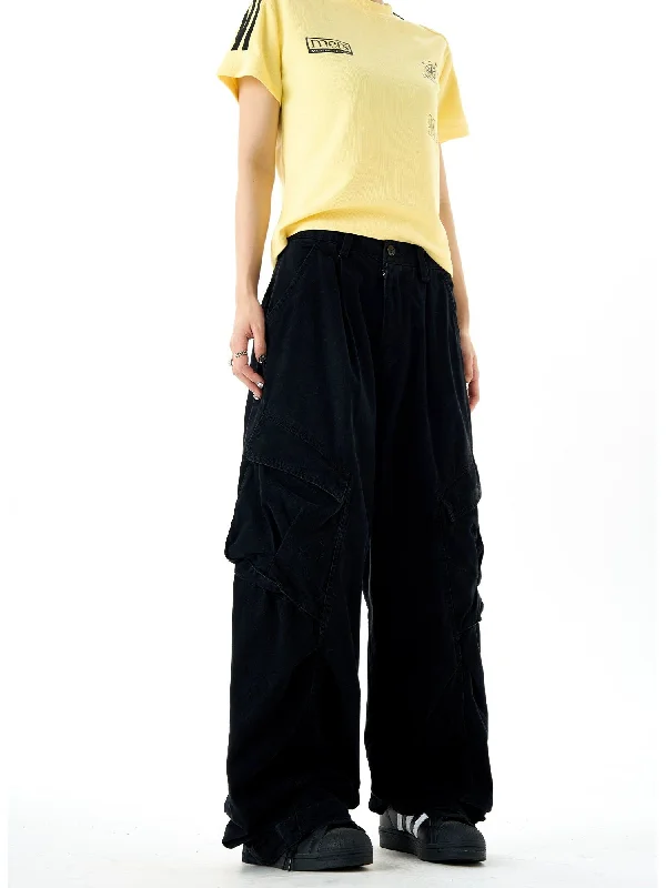 Baggy Pleats Cargo Pants British Gentleman Style