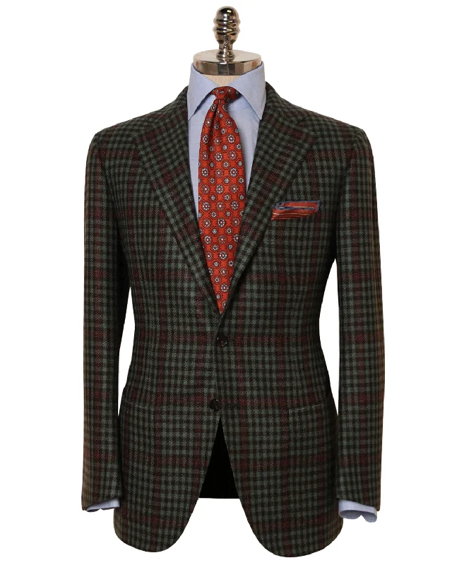 Sage and Brown Check Cashmere Sportcoat Bold Men's Animal