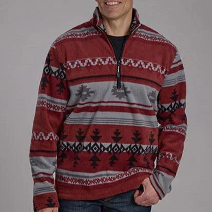 Roper Men's Southwestern 1/4 Zip Fleece Pullover (Available in 2 Colors) Elegant Men's Formal 