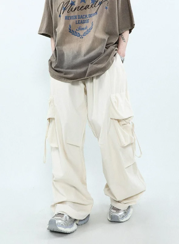 Casual Pleated Parachute Cargo Pants Dynamic Men's Moto