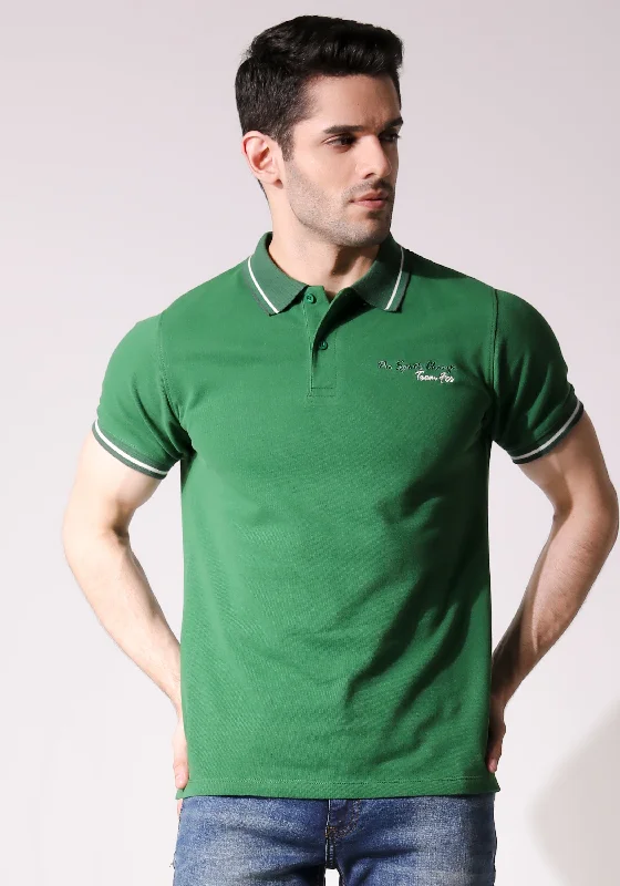 Men Green Polo Shirt Sophisticated Men's French