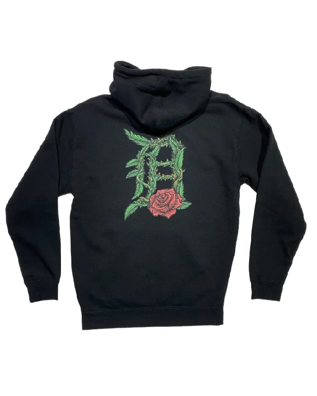 Ink Detroit - Old English D Rose - Premium Heavyweight Hoodie - Black Dapper Men's Bow