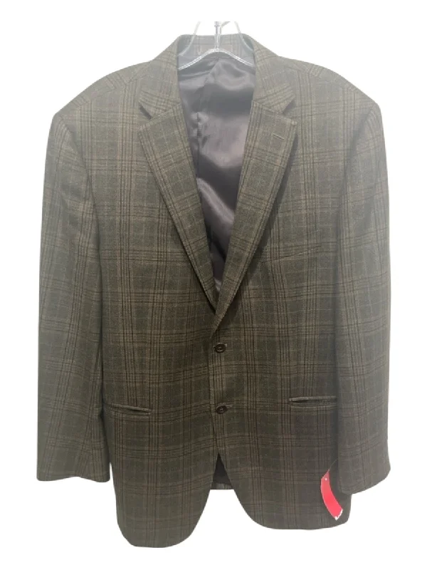 Peter Millar Brown & Tan Wool Blend Plaid notched 2 Button Men's Blazer Casual Men's Japanese 