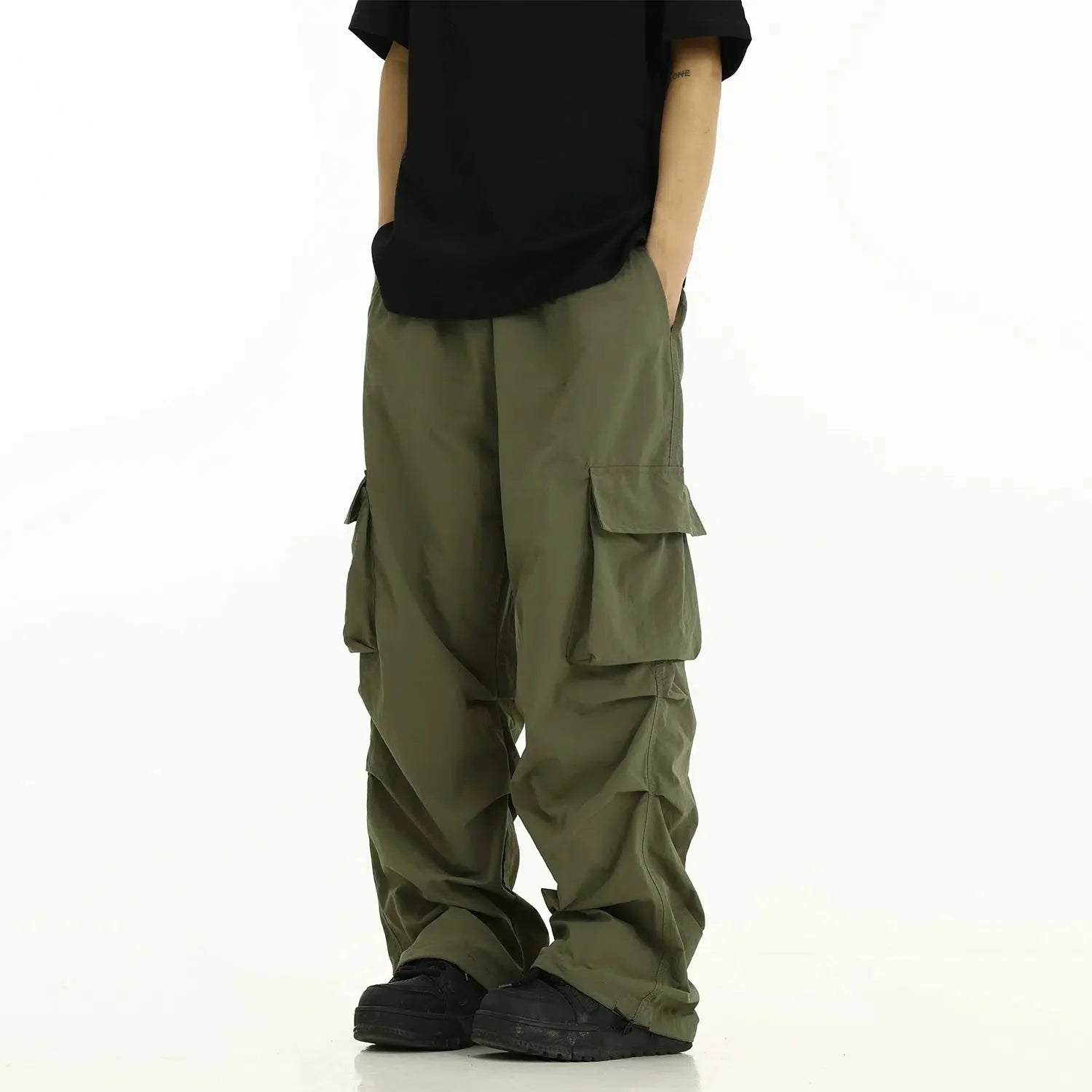 Casual Loose Pleated Cargo Pants Sporty Men's Athleisure 