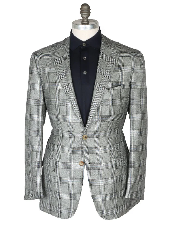 Black and Electric Blue Check Sportcoat Hip Men's Retro