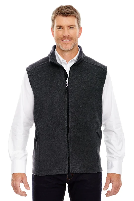 Core 365 Mens Journey Pill Resistant Fleece Full Zip Vest - Heather Charcoal Grey Unique Men's Patch