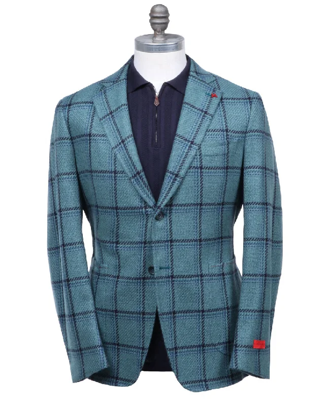 Green and Navy Capri Check Sportcoat Sporty Men's Athleisure 