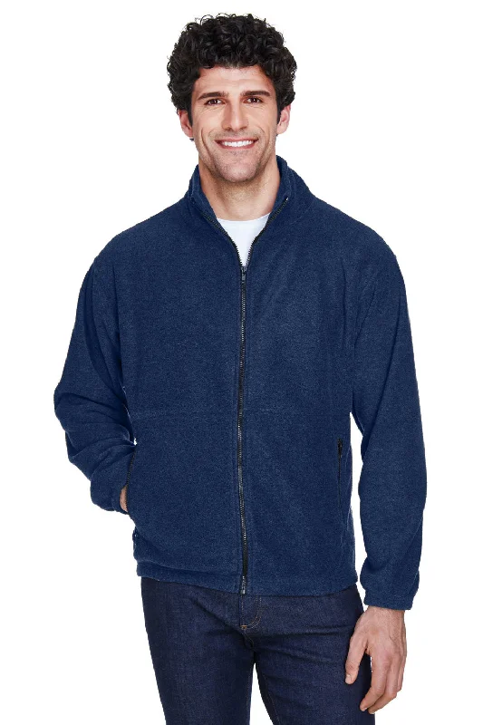 UltraClub Mens Iceberg Pill Resistant Fleece Full Zip Jacket - Navy Blue Dynamic Men's Glow