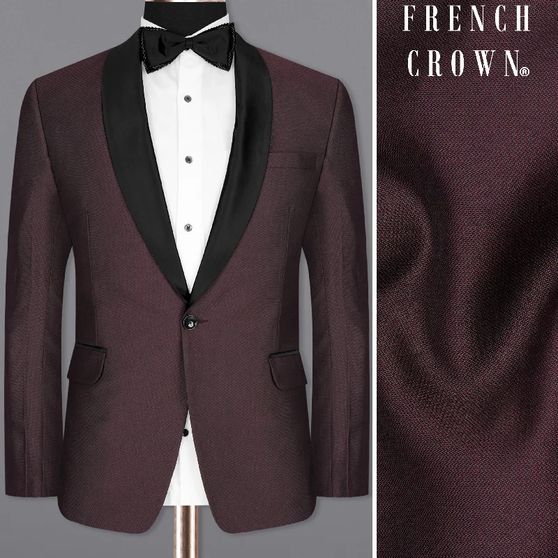 Bistre Wine Tuxedo Blazer Sleek Men's Metallic