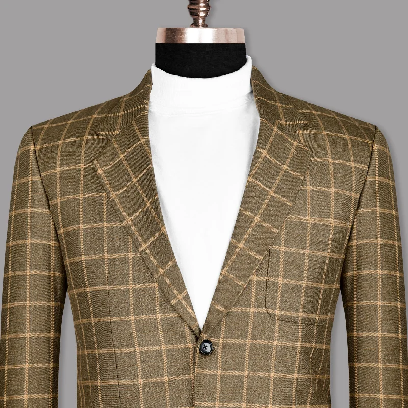 Hemlock Brown windowpane Sports Blazer Dapper Men's Bow