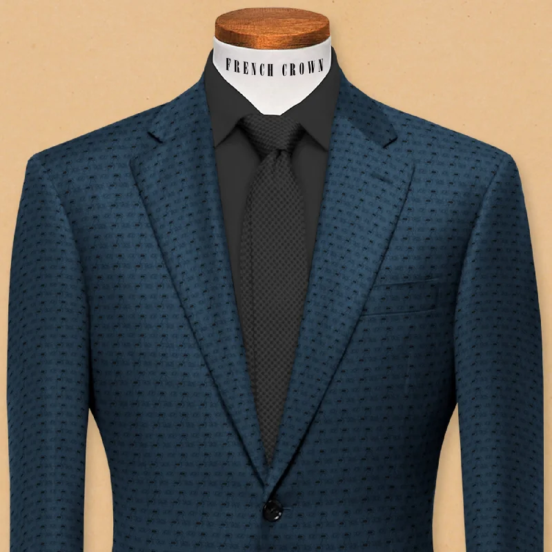 Emerald Green Schiffli-Embroidered Patterned Giza Cotton Designer Blazer Luxurious Men's High