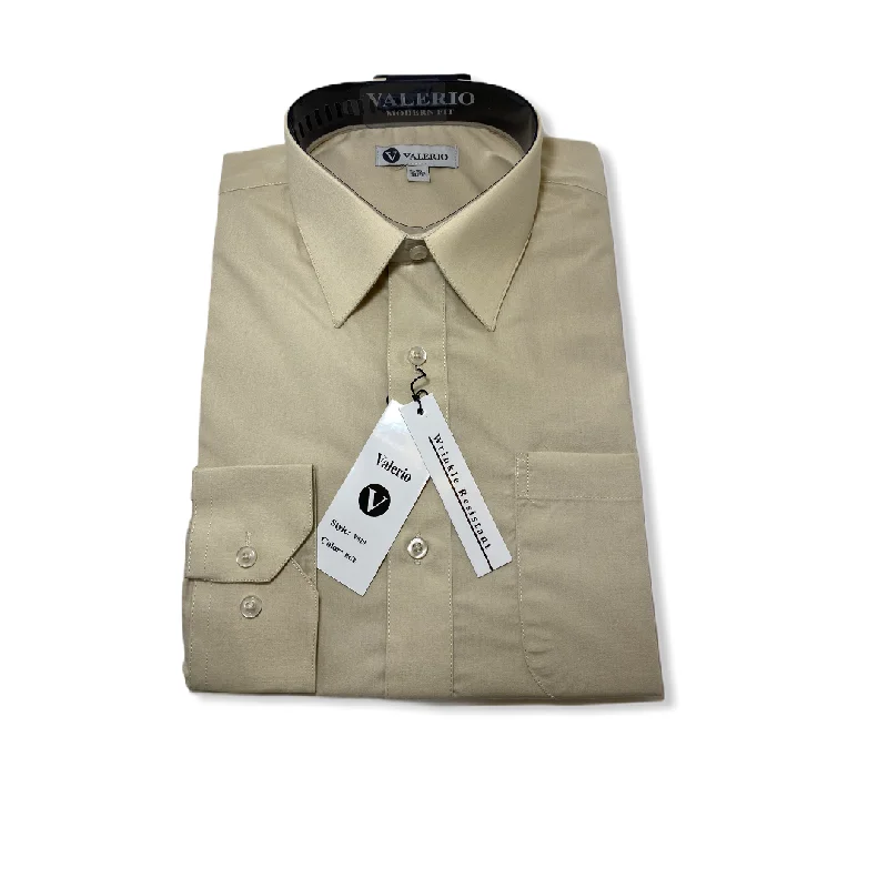 Valerio Beige Dress Shirt (NEW) Trendy Men's Scandinavian