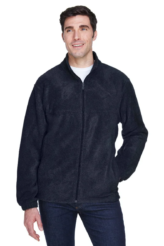 Harriton Mens Pill Resistant Fleece Full Zip Jacket - Navy Blue Cozy Men's Sherpa