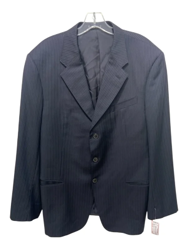 Armani Navy Wool Striped 3 button Men's Blazer Vintage Men's 1970S Disco