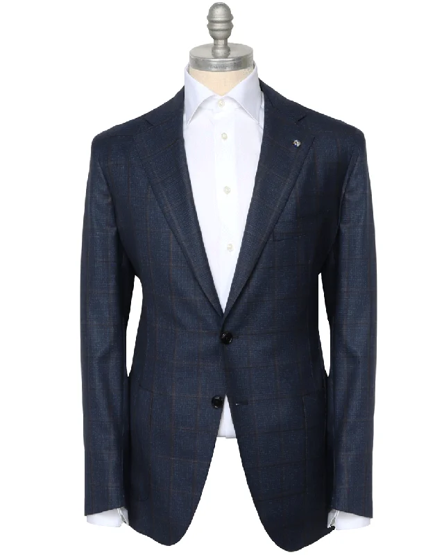 Navy and Tan Windowpane Sportcoat Tough Men's Military