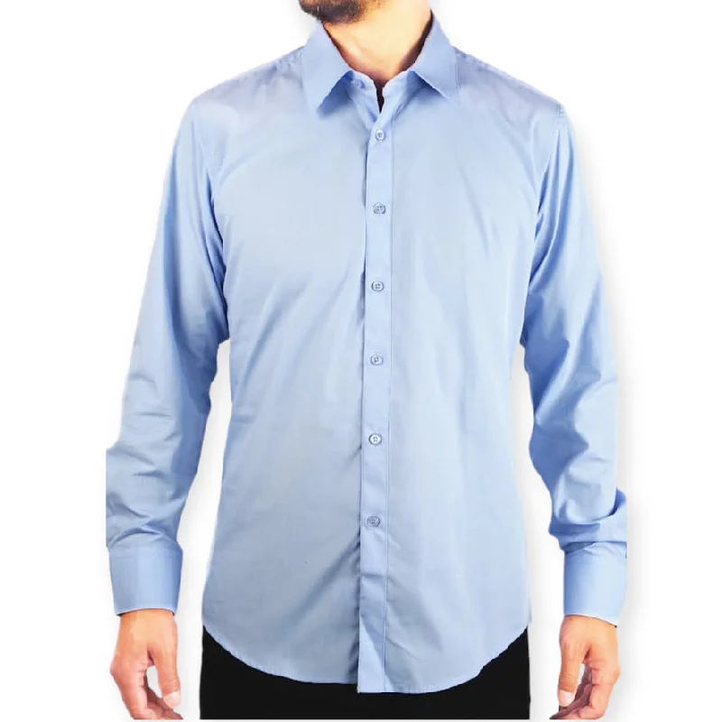 AMANTI: Slim Dress Shirt Baby Blue Masculine Men's Thick