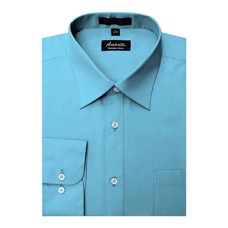 AMANTI: Slim Dress Shirt Teal Gym