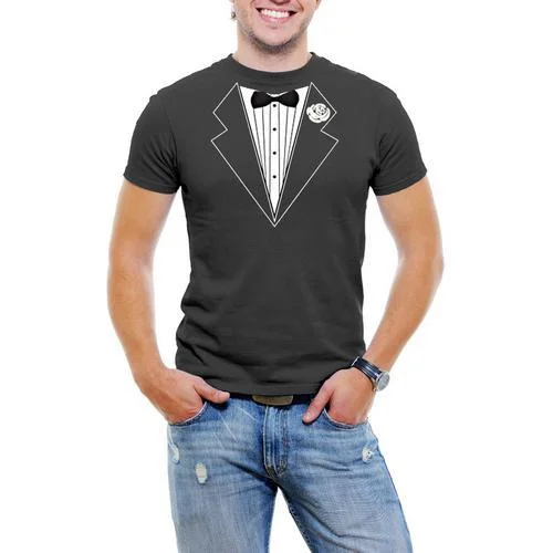 Tuxedo Jacket Men T-Shirt Soft Cotton Short Sleeve Tee Sleek Men's Contemporary 