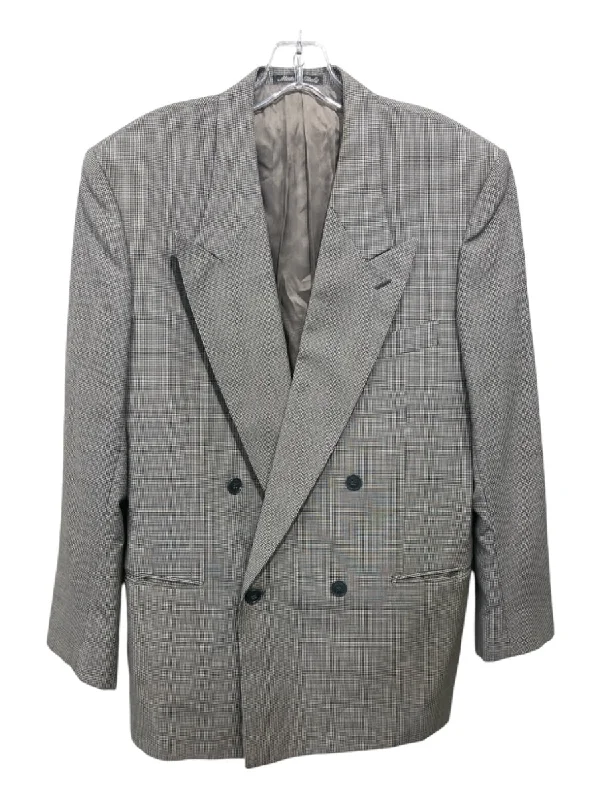 Armani Vintage Black & White Wool Blend Houndstooth Double Breasted Men's Blazer Hip Men's Urban