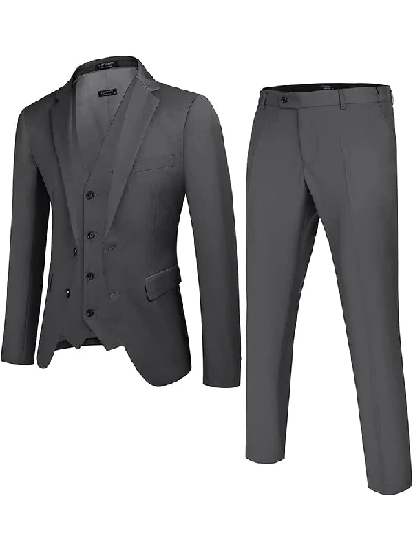 Solid Blazer Jacket Vest Pants Suits (US Only) Traditional Men's Wool