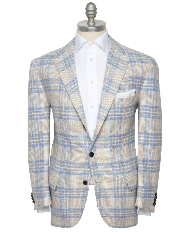 Yellow and Blue Plaid Sportcoat Cclassic Men's Tweed