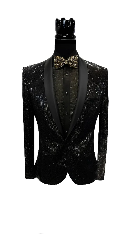 Shiny Sparkly Black Tux Stylish Men's Tropical 