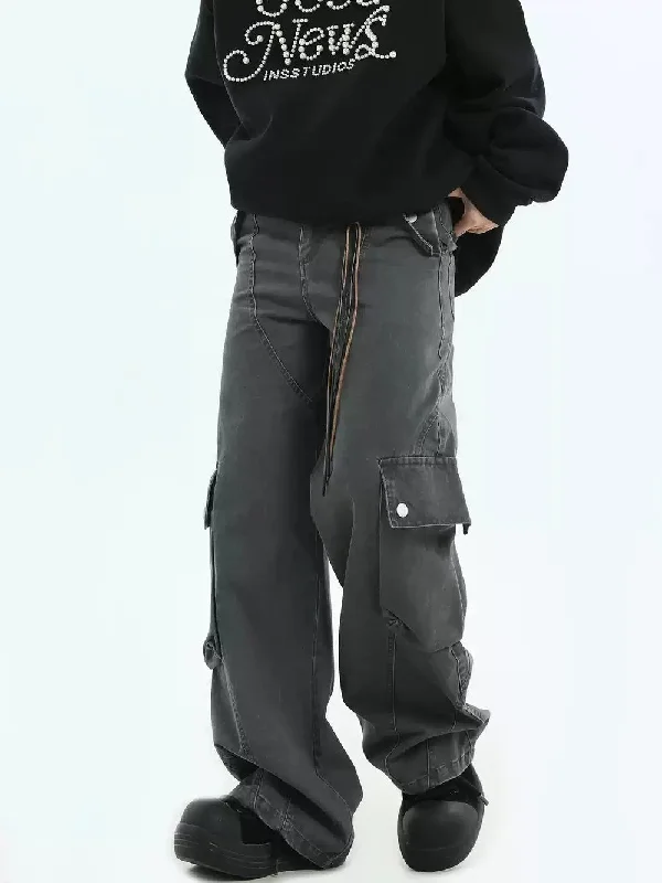 Big Flap Pocket Cargo Jeans Youthful Men's Pop