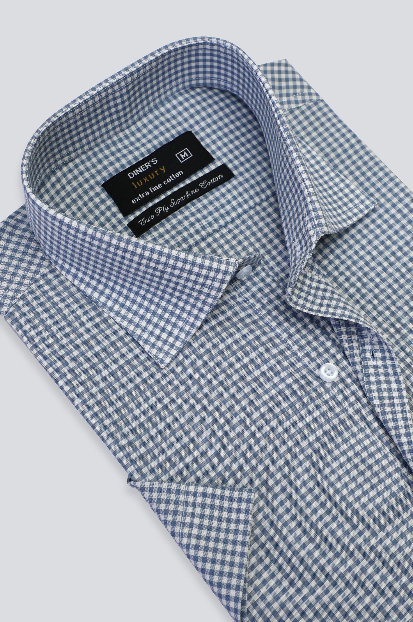 Grey Mini Check Formal Shirt (Half Sleeves) Casual Men's Japanese 