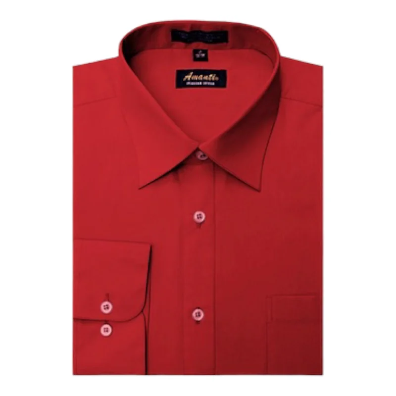 AMANTI: Slim Dress Shirt Red Streetwear Style