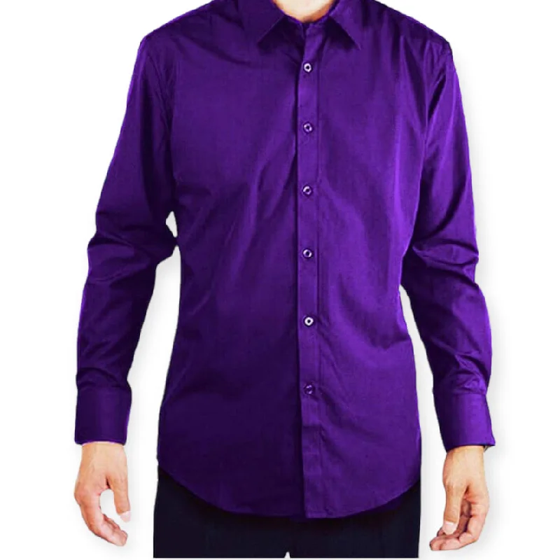 AMANTI: Slim Dress Shirt Purple Dynamic Men's Glow