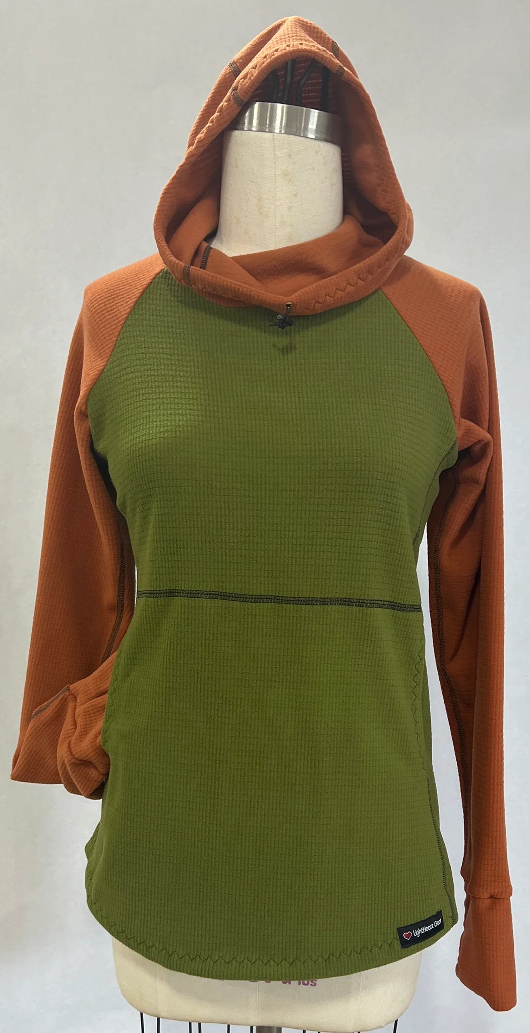 Men's Hoodie - Olive w/ Terracotta sleeves & hood Casual Men's Short