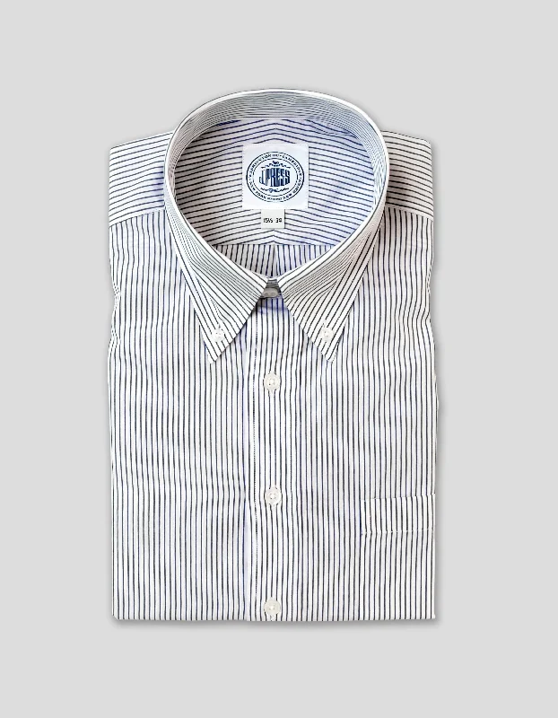 BLUE SLIM STRIPE BUTTON DOWN DRESS SHIRT Tough Men's Tactical