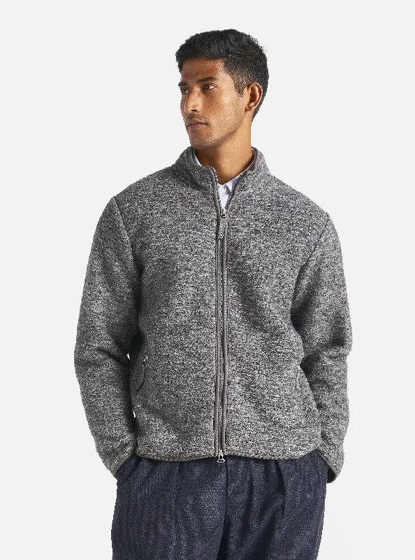 Universal Works Climbing Jacket in Grey Teddy Fleece Bohemian Men's Free