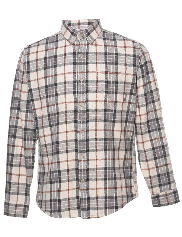 Eddie Bauer Checked Shirt - M Monochromatic Office Style