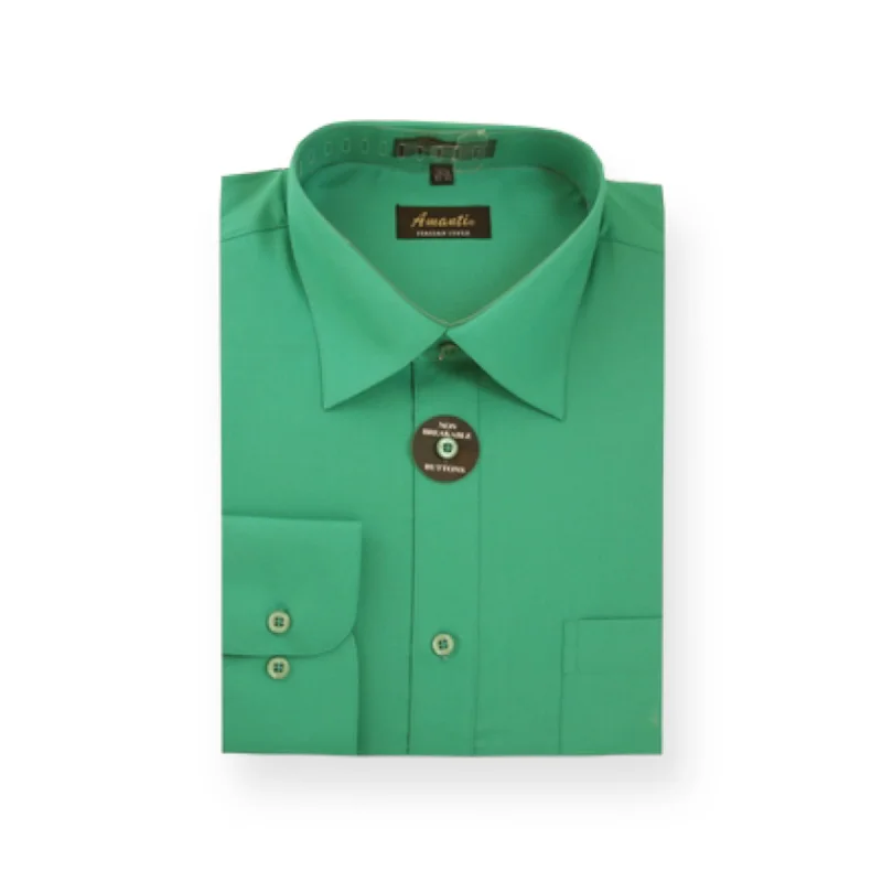 AMANTI: Slim Dress Shirt Emerald Relaxed Men's Beach