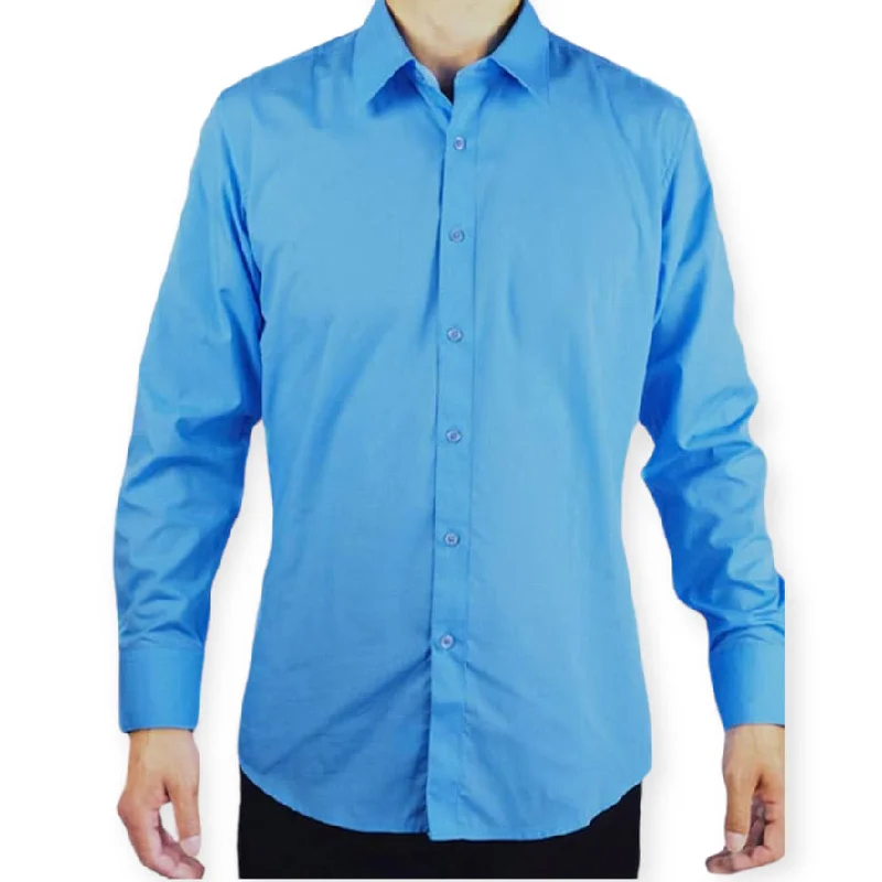 AMANTI: Slim Dress Shirt Turquoise Sophisticated Men's French