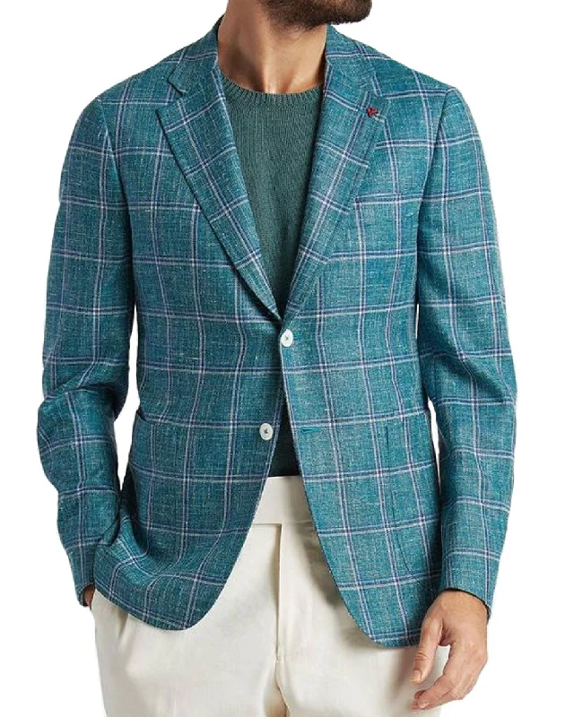 Green Windowpane Sportcoat Hip Men's Urban