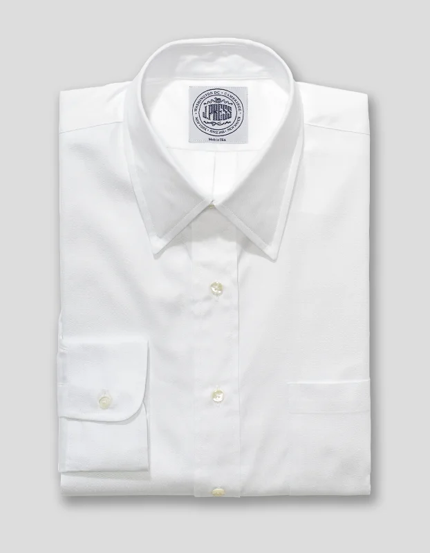 WHITE PINPOINT POINT COLLAR DRESS SHIRT Elegant Men's Cashmere