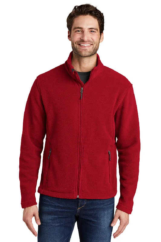 Port Authority Mens Full Zip Fleece Jacket - True Red Sleek Men's Metallic