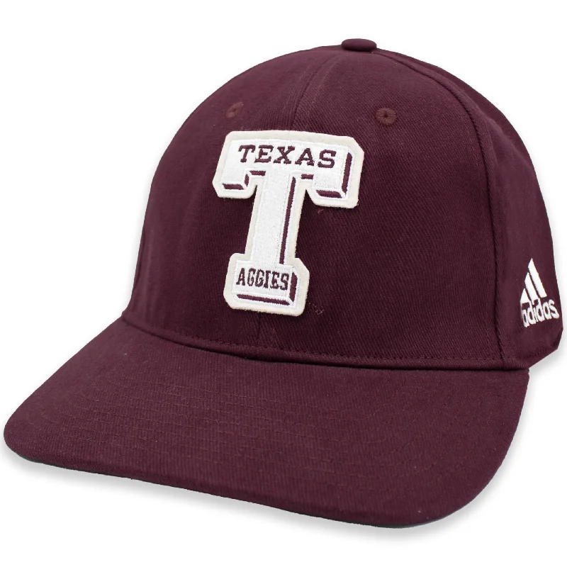 Texas A&M Aggies Adidas Vault T Cotton Slouch Stretch Fitted Hat Monochromatic Office Style