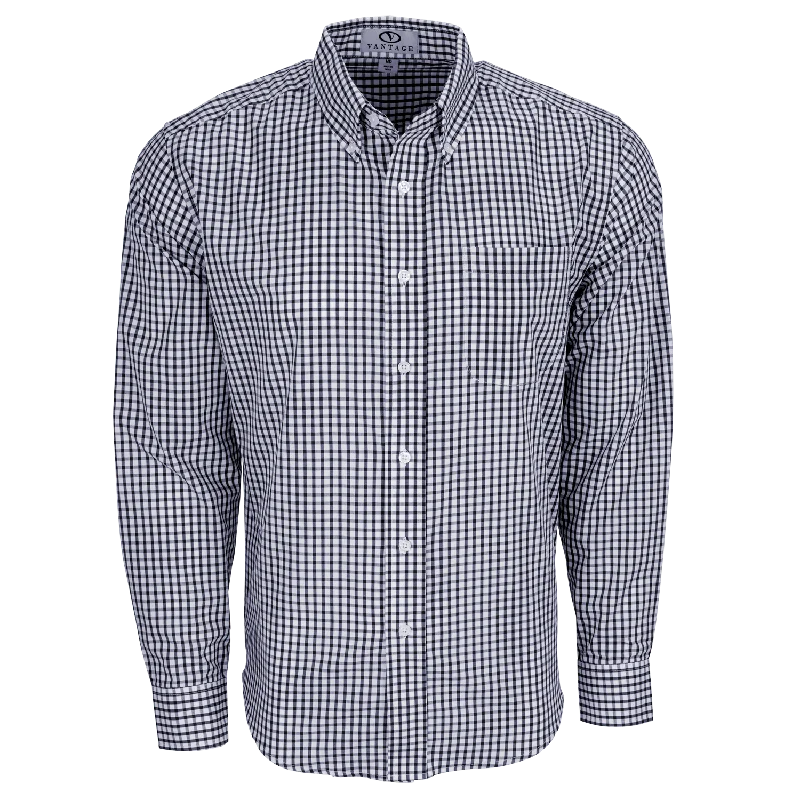 Men's Easy Care Gingham Check Shirt Sleek Men's Metallic