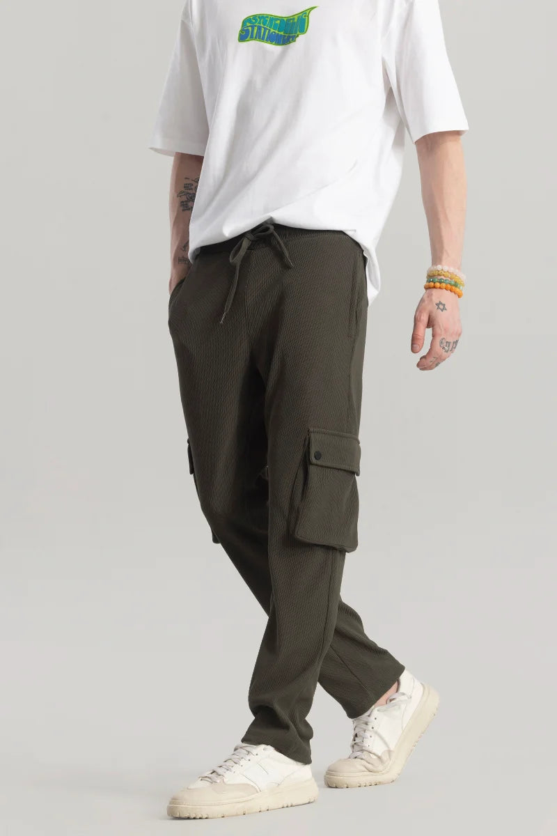 Pockethrive Olive Corduroy Cargo Pant Luxurious Men's High