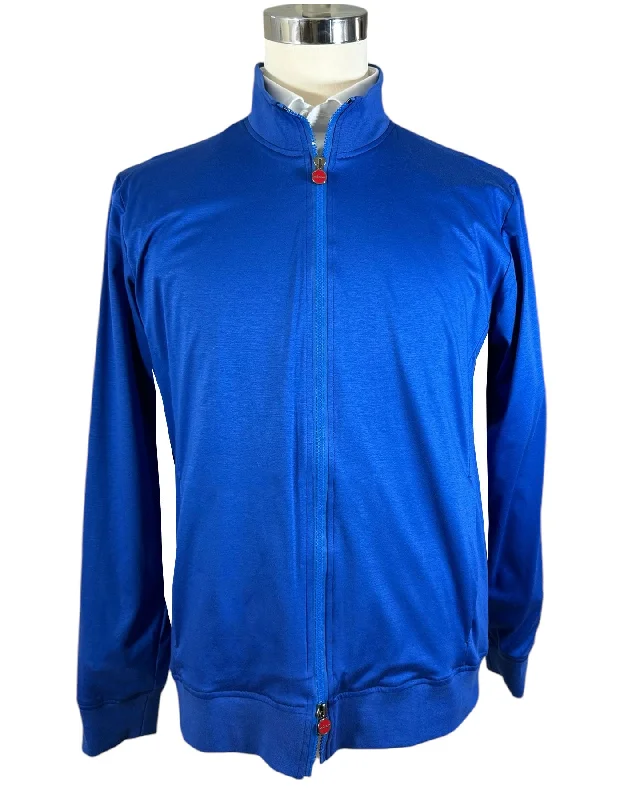 Kiton Jacket Royal Blue Activewear Full Zip Coat EU 50 / M Elegant Men's Cashmere