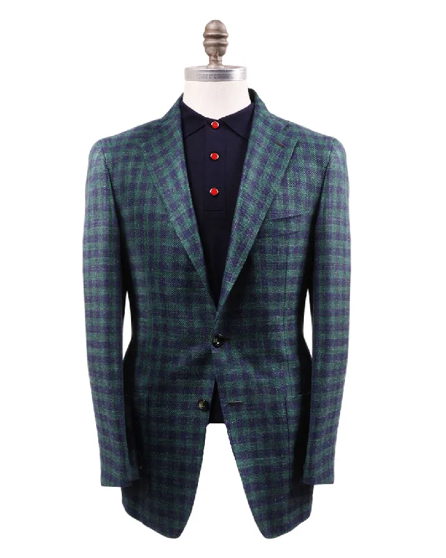 Navy and Green Check Sportcoat Youthful Men's Pop