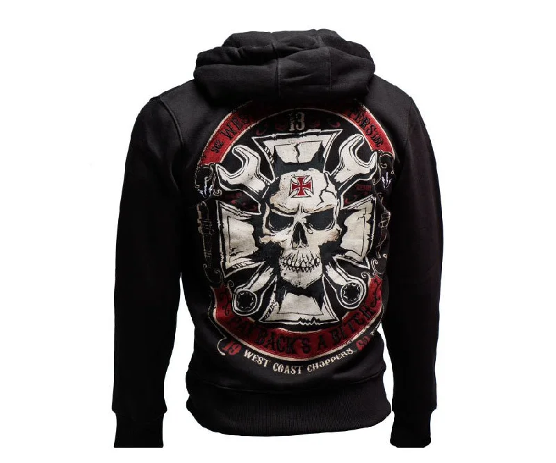 WCC - MECHANIC ZIP HOODY - Black Cool Men's Distressed