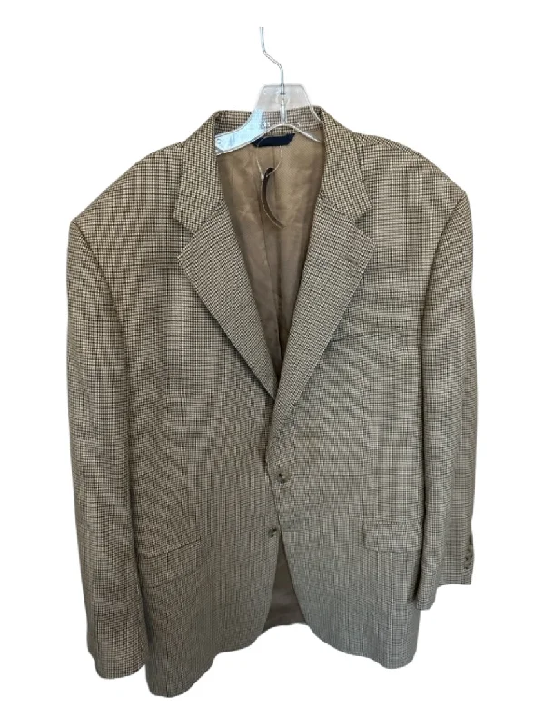 Burberry Tan & Black Wool Houndstooth 2 Button Men's Blazer Monochromatic All